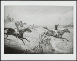 Steeplechase Scene (Field Taking Low Rail Fence And Brook)