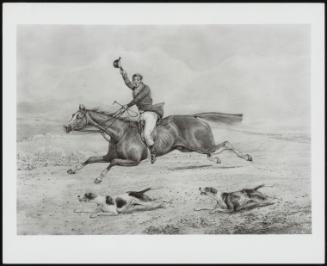 In Open Country, a Hunter and Two Hounds Running Hard