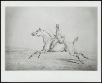 Slap Along–a Mounted Horseman; Cantering on a Grey Horse