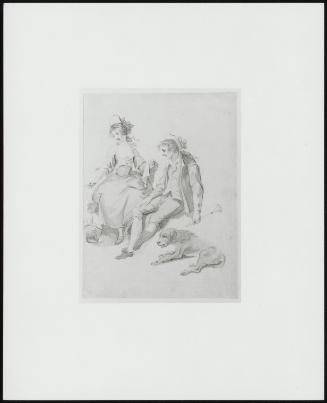 Man And Woman Seated With A Dog