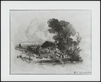 Trees And A Cottage By A River - Pond, 1827