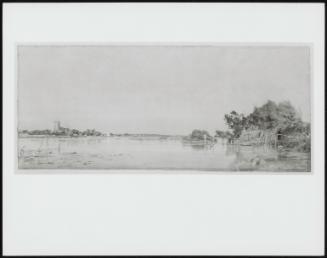 Christchurch Ferry, Evening, 1859; Verso: Slight Pencil Sketches