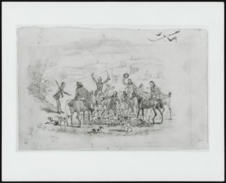 Group Of Huntsmen And Hounds