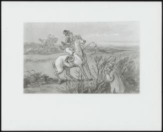 Honting Mishaps; Hunting Scene (Huntsman Started By A Hunter)
