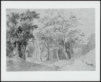Woodland Landscape with Horse and Cart Appearing to the Right