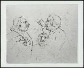 Study Of Mens Heads, Two In Foreground Arguing - One Of 24 Originally Bound
