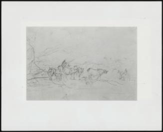 Study Of Cattle And Figures In A Landscape, Verso: Partial Study Of A Girl's Face And Cattle - One Of 24 Originally Bound