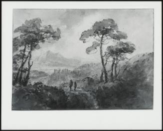Mountain Landscape with Two Figures on a Winding Road