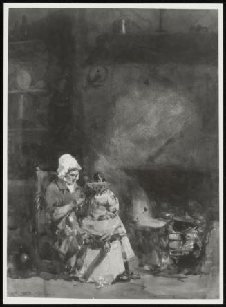 Study of Fire-Place with Woman and Child.