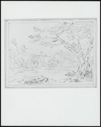 Upper: Landscape with Trees by a Lake; Lower: Palace on a Cliff Above a River