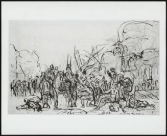 Group Scene Showing Horses, Figures and Red Indians; Verso: Similar to Recto