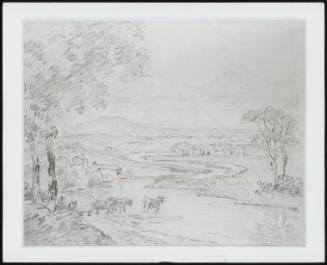 Country Landscape With Cattle Crossing A Stream, Verso: Study Of Cattle