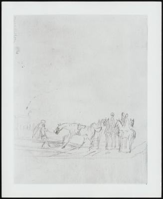 Harbor Scene With Castle On Left And Ships At Right -Verso: Figures With Horses - One Of 24 Originally Bound