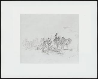 Group With Figures And Horses, Verso: Study Of Cattle - One Of 24 Originally Bound