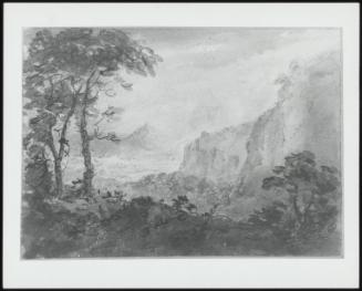 Mountainous Landscape with Trees–High Crags to the Right