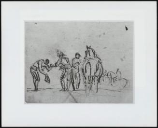 Three Figures Beside A Horse