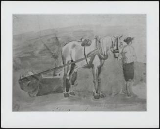 Plow Horse With Farmer, Verso: Study Of A Cow - One Of 24 Originally Bound