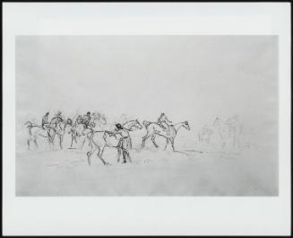 Figures on Horseback, Man Mounting in Foreground–Verso, Figures on Horseback