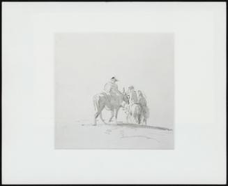 Three Figures Mounted on Mules