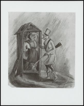 Hunter Talking to a Woman Standing in a Shed
