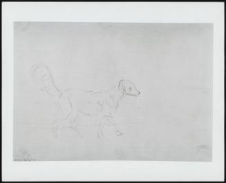 Two Figures Kneeling Beside a Horse, Other Figures and a Horse in the Background–Verso, Study of a Dog