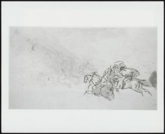 Horsemen Fleeing Storm–Verso, Cattle Grazing by a Stream