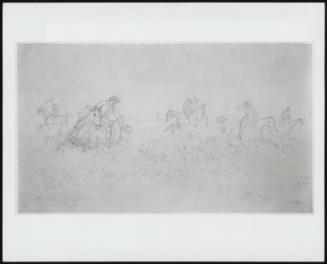 A Hunting Scene - Drawing Brush - One Of 24 Originally Bound