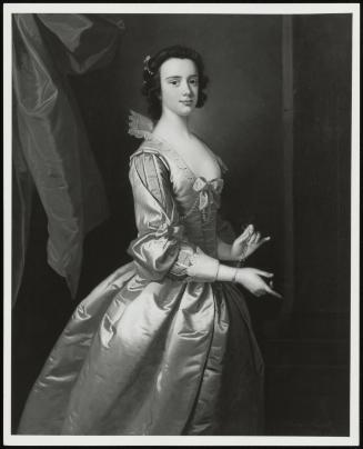 Lady Elizabeth Aislabie, Née Cecil, Standing Three-Quarter Length, in Silver and Blue Dress with a White Lace Collar