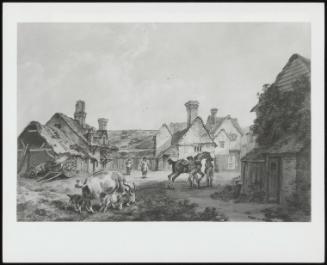 A Farmyard Scene–Grooms Rubbing Down a Horse, with a Goat and Two Kids in the Foreground