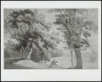 (Full Cry) Wooded Landscape with Horseman in Hunt
