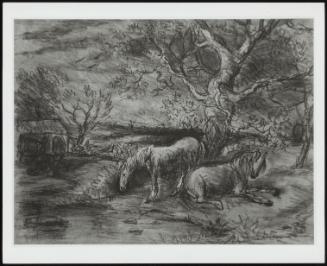 Two Horses by a Brook