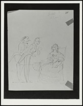 Caricature Study of a Sealed Elderly Lady and Two Gentlemen (verso)