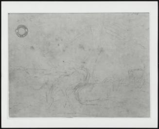 Pencil Sketch of Two Horses in a Landscape