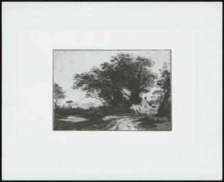 Landscape with a Clump of Trees Near a Road and a Stream