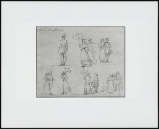 A. Fashionable Men and Women Promenading; B. Sketches of Town's People