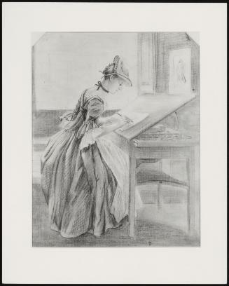 A Lady Seated At A Drawing Board