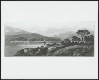 Landscape in Wales, with Castle, Lake and Rocky Foreground