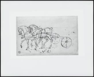 Sketch of a Pair of Trotters in Harness