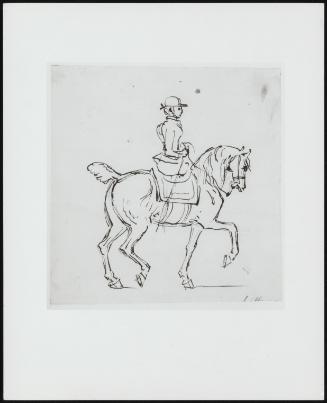 Woman in a Round Hat on a Horse