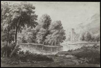 A River Scene with Trees and a Church