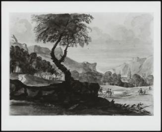 Mountainous Landscape with a Village and Travellers