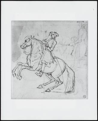 Rider on Rearing Horse; Verso: Sketch of Same with Orders Horse and Rider