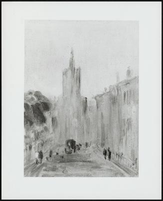 Street Scene With Church And Figures - One Of A Set Of Eleven