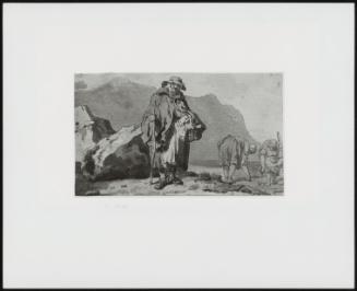 An Old Fisherwoman with Two Women Digging for Bait; Verso: Rough Pencil Sketch of a Standing Woman.