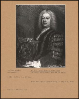 Rt Hon Henry Pelham (1696–1754) In Chancellor's Robes, Holding The Purse