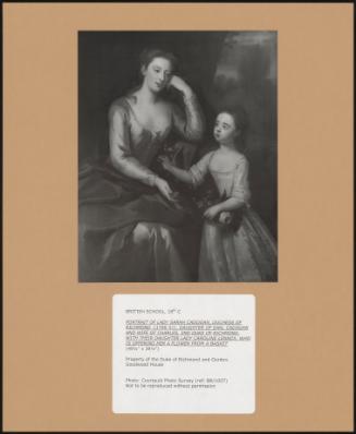 Portrait Of Lady Sarah Cadogan, Duchess Of Richmond, Daughter Of Earl Cadogan And Wife Of Charles, 2nd Duke Of Richmond, With Their Daughter Lady Caroline Lennox, Who Is Offering Her A Flower From A Basket