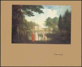Group Portrait Of A Gentleman With Two Ladies And Two Children, In The Grounds Of A Late Century House