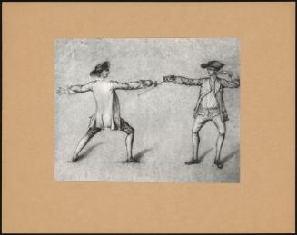 One Of Thirteen Drawings Of Two Figures In Various Positions Of Fencing