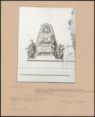 Design for a Monument to a Nobleman, the Reclining Figure Flanked by Fortitude and Wisdom, Backed by an Obelisk with a Coat of Arms