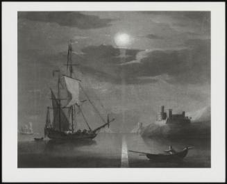 A Bomb-Ketch Becalmed By Moonlight Near A Fort - One Of A Pair